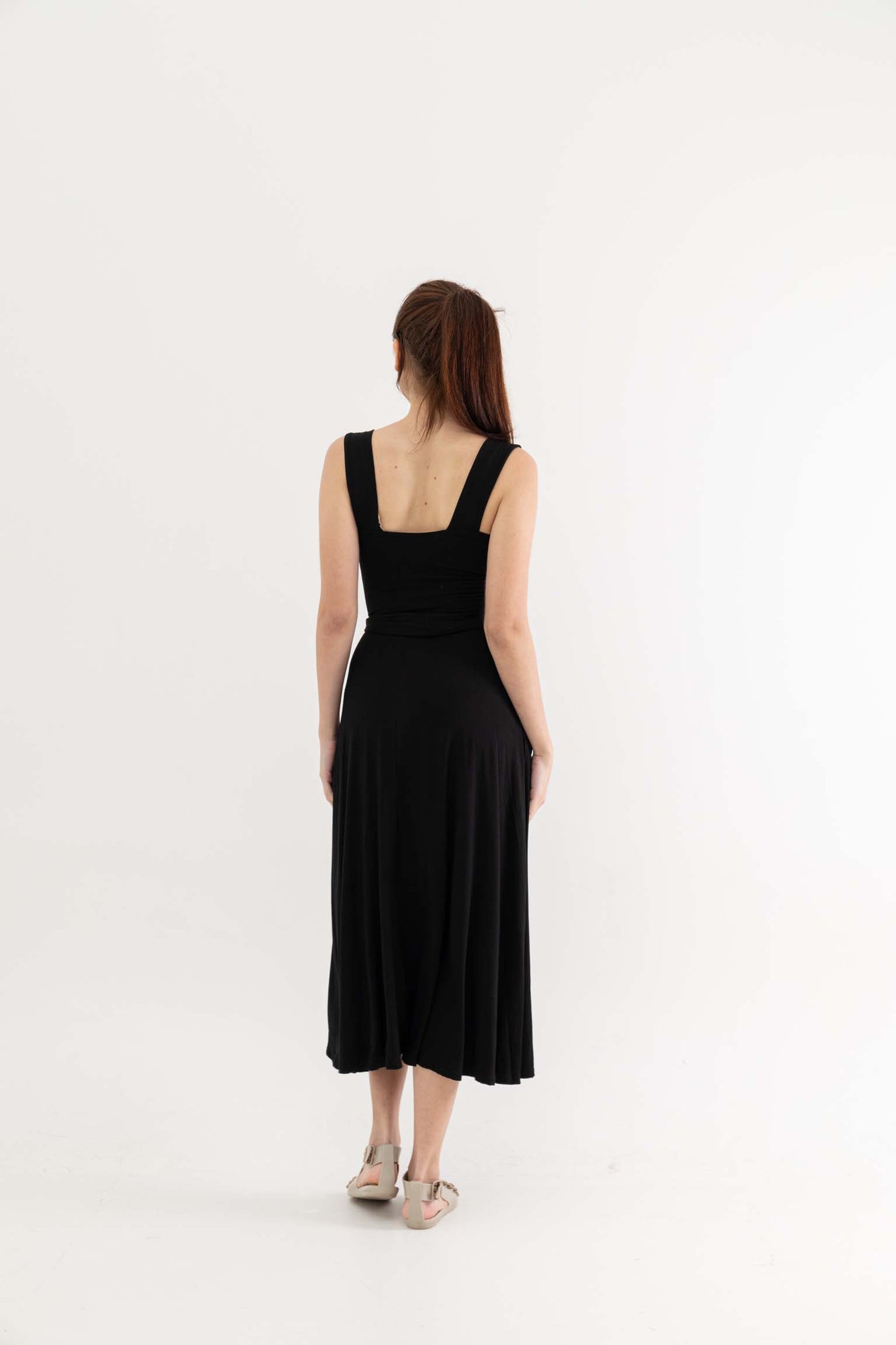 Eliza Wide Shoulder Strap Dress with Sash