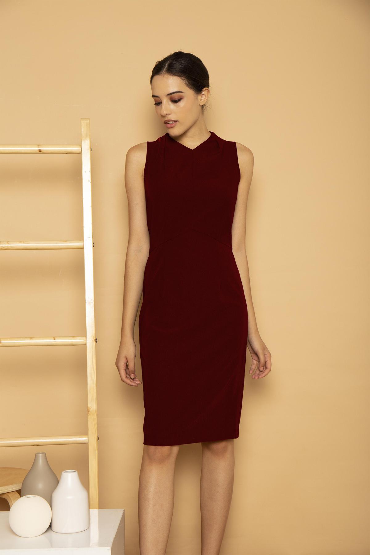 Dana Pleated Neck Dress