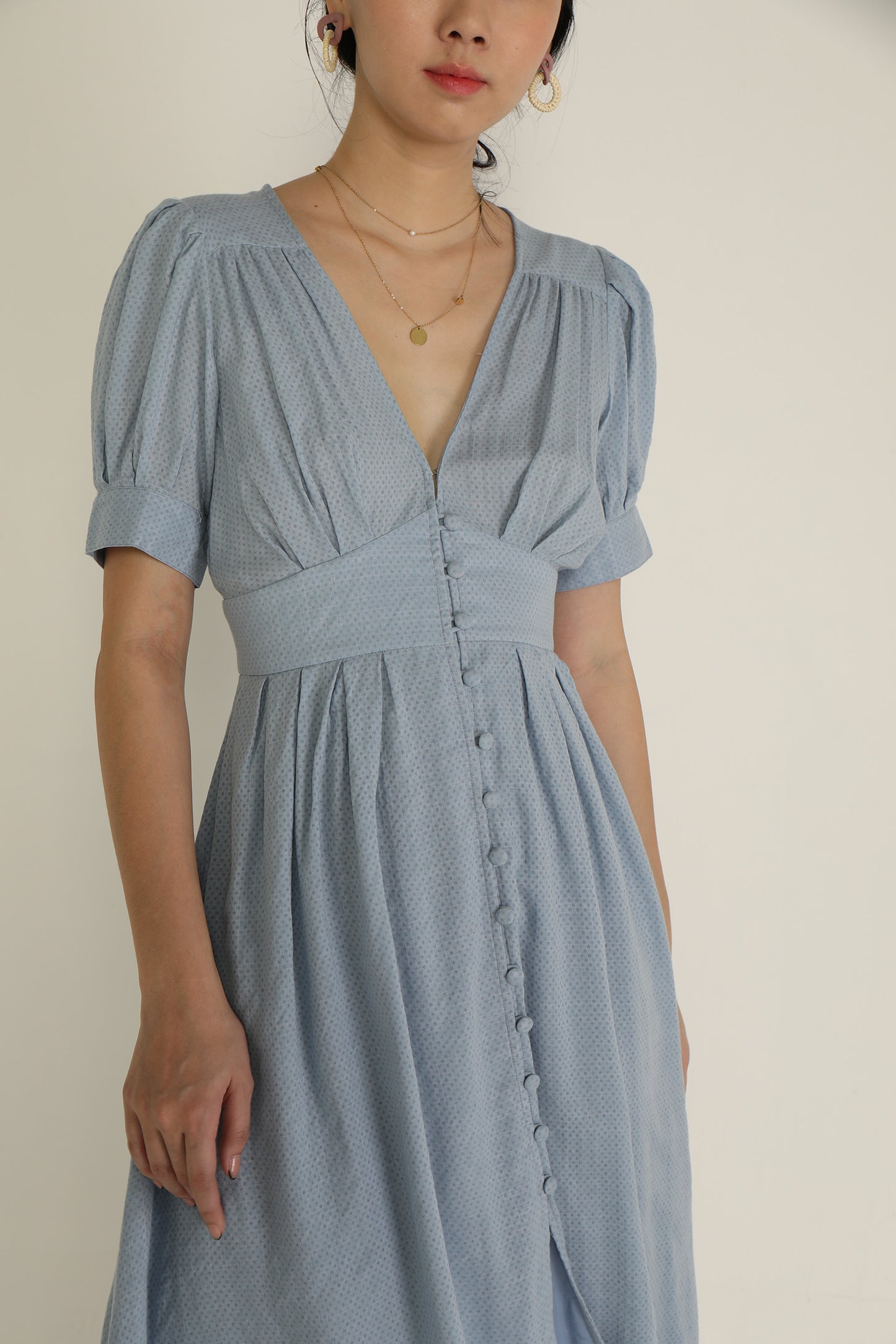 Kimmy Puff Sleeve Button Down Dress