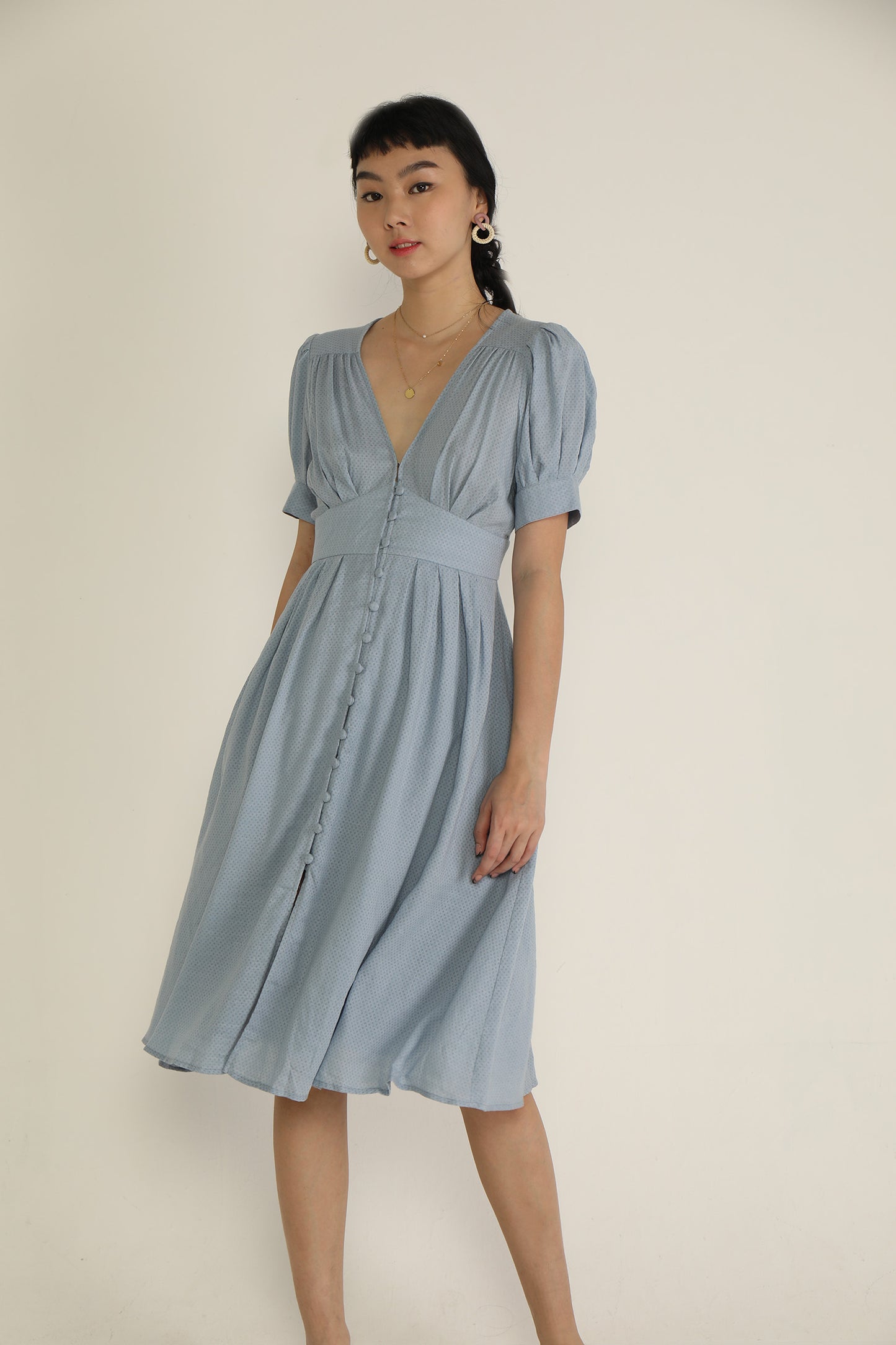 Kimmy Puff Sleeve Button Down Dress