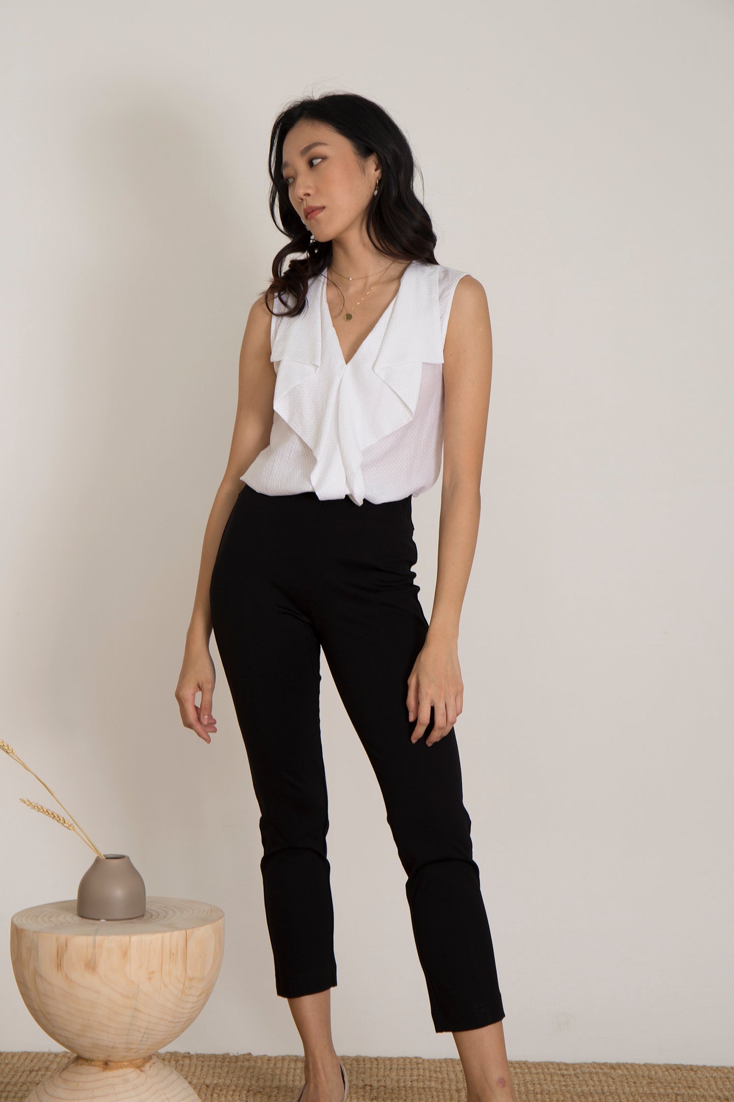 Michelle Ruffle Collar Sleeveless Top