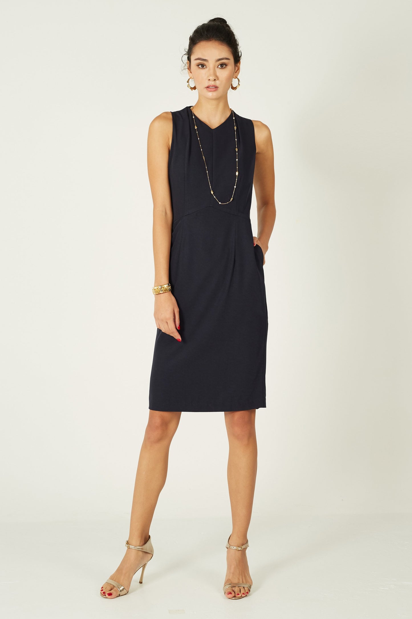 Dana Pleated Neck Dress