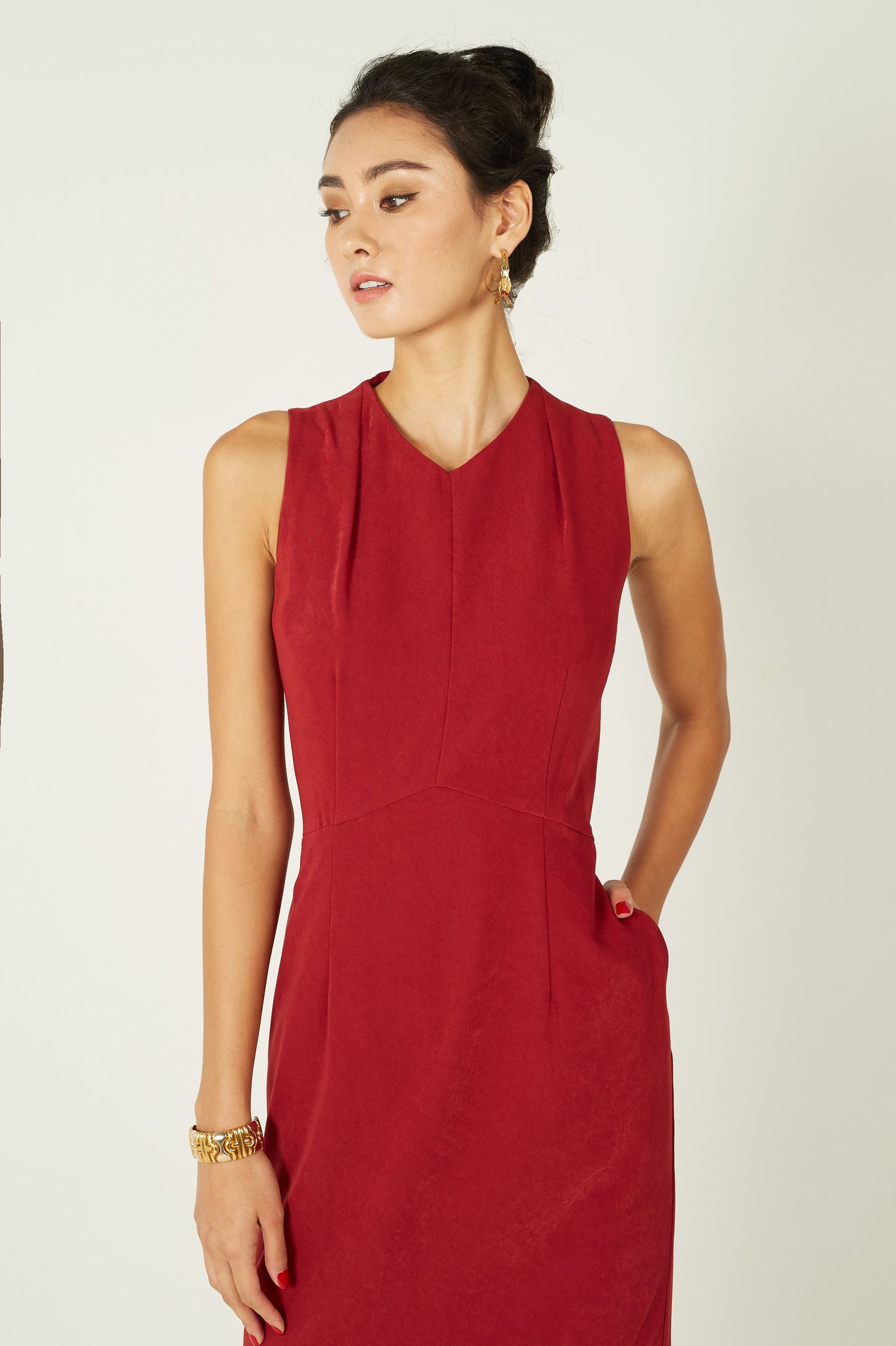 Dana Pleated Neck Dress